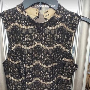 Black and Nude Lace High Neck Dress